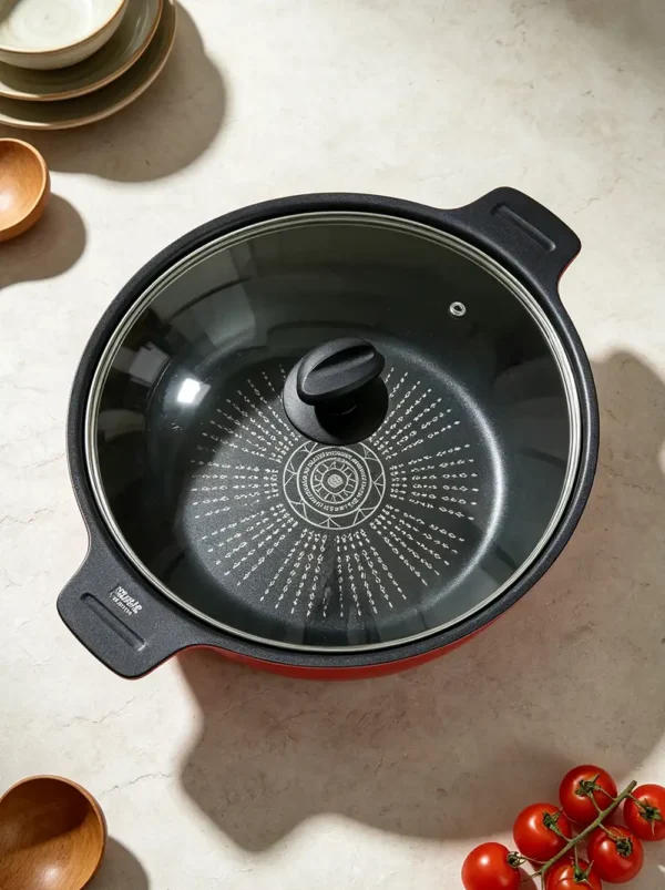 ឆ្នាំងស៊ុបថ្ម Maifan ត្រចៀកពីរពណ៌ក្រហម