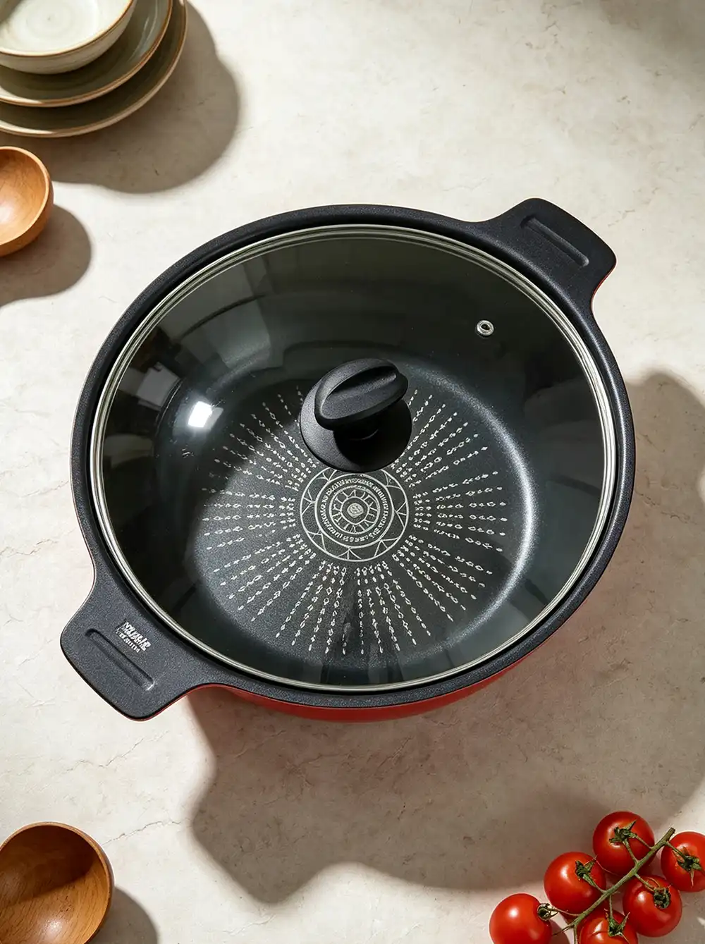ឆ្នាំងស៊ុបថ្ម Maifan ត្រចៀកពីរពណ៌ក្រហម - Image 3
