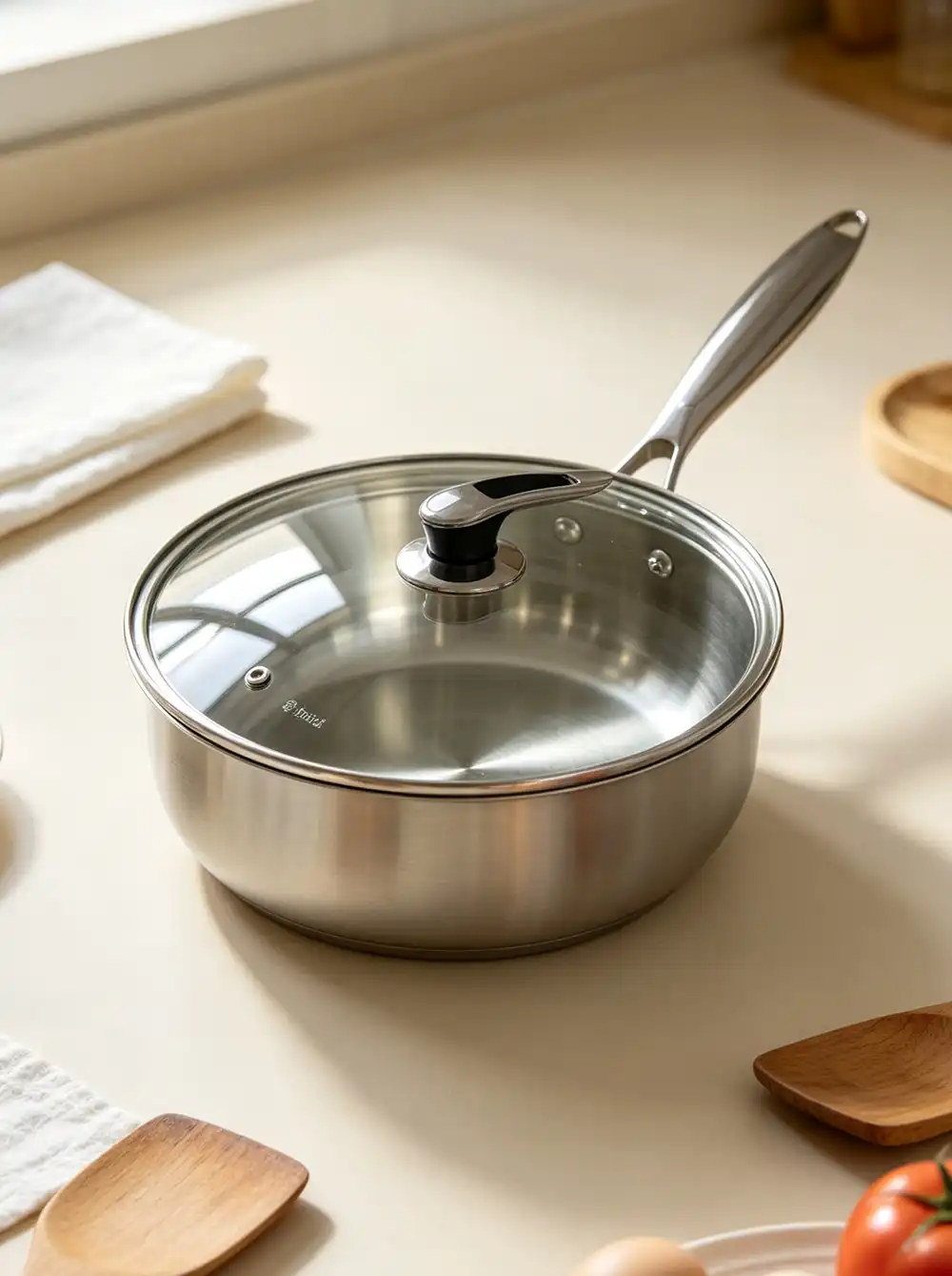 ឆ្នាំងទឹកដោះគោដែកអ៊ីណុកដែលមានចំណុចទាញតែមួយ - Image 2